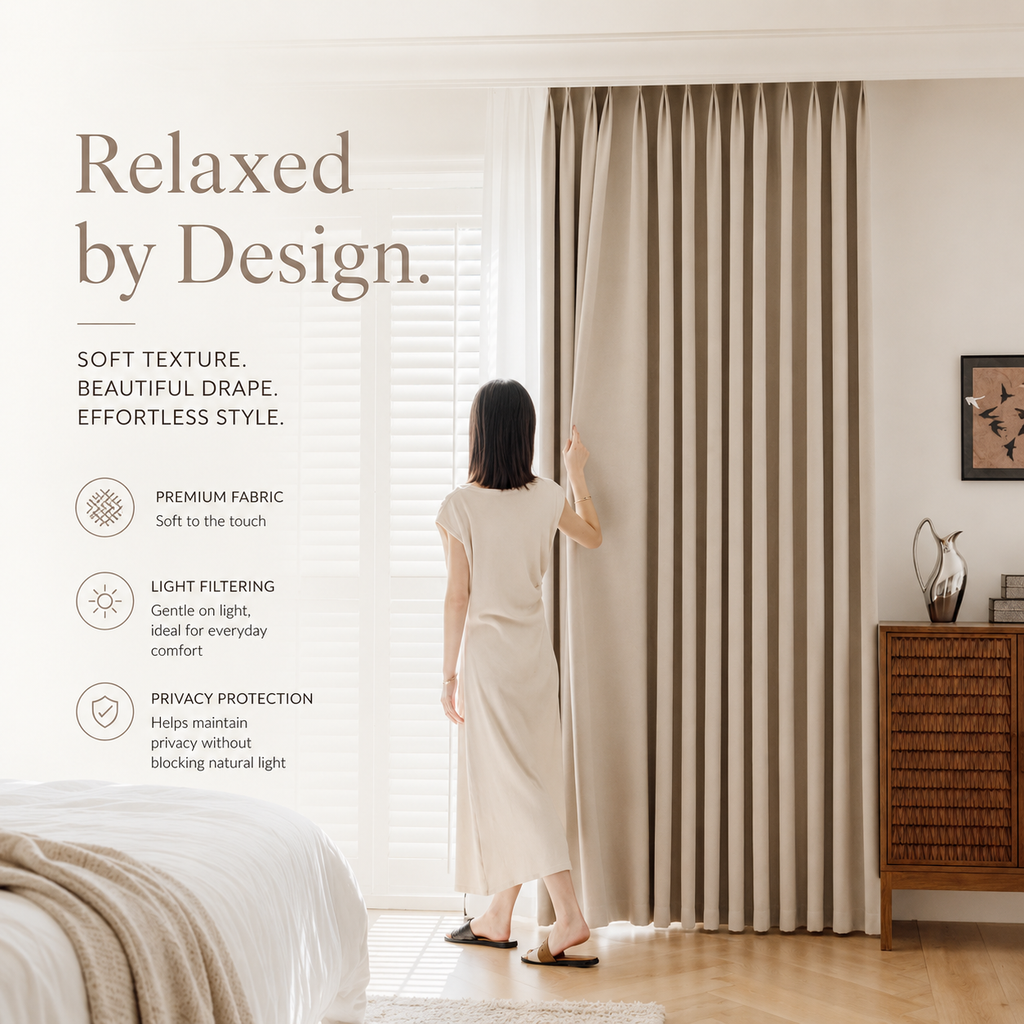 Linen Look Blackout Curtains – Soft Neutral Thermal Insulated Drapes