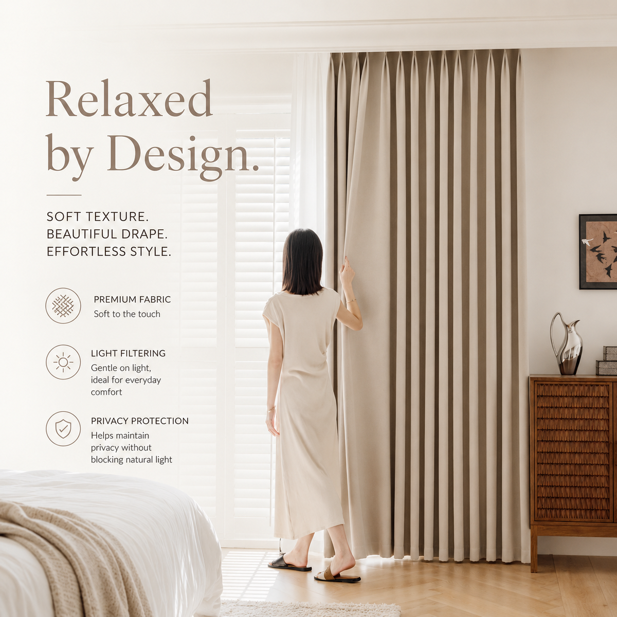 Linen Look Blackout Curtains – Soft Neutral Thermal Insulated Drapes