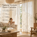 Linen-Look Sheer Curtains – Natural Textured Light Filtering Window Panels