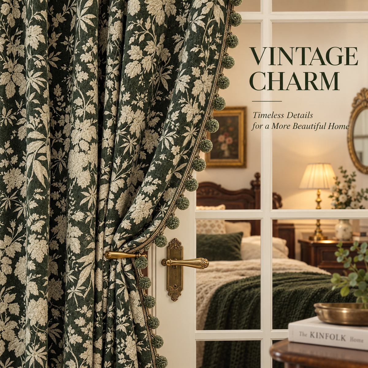 Vintage Botanical Chenille Curtains – Jacquard Room Darkening Drapes