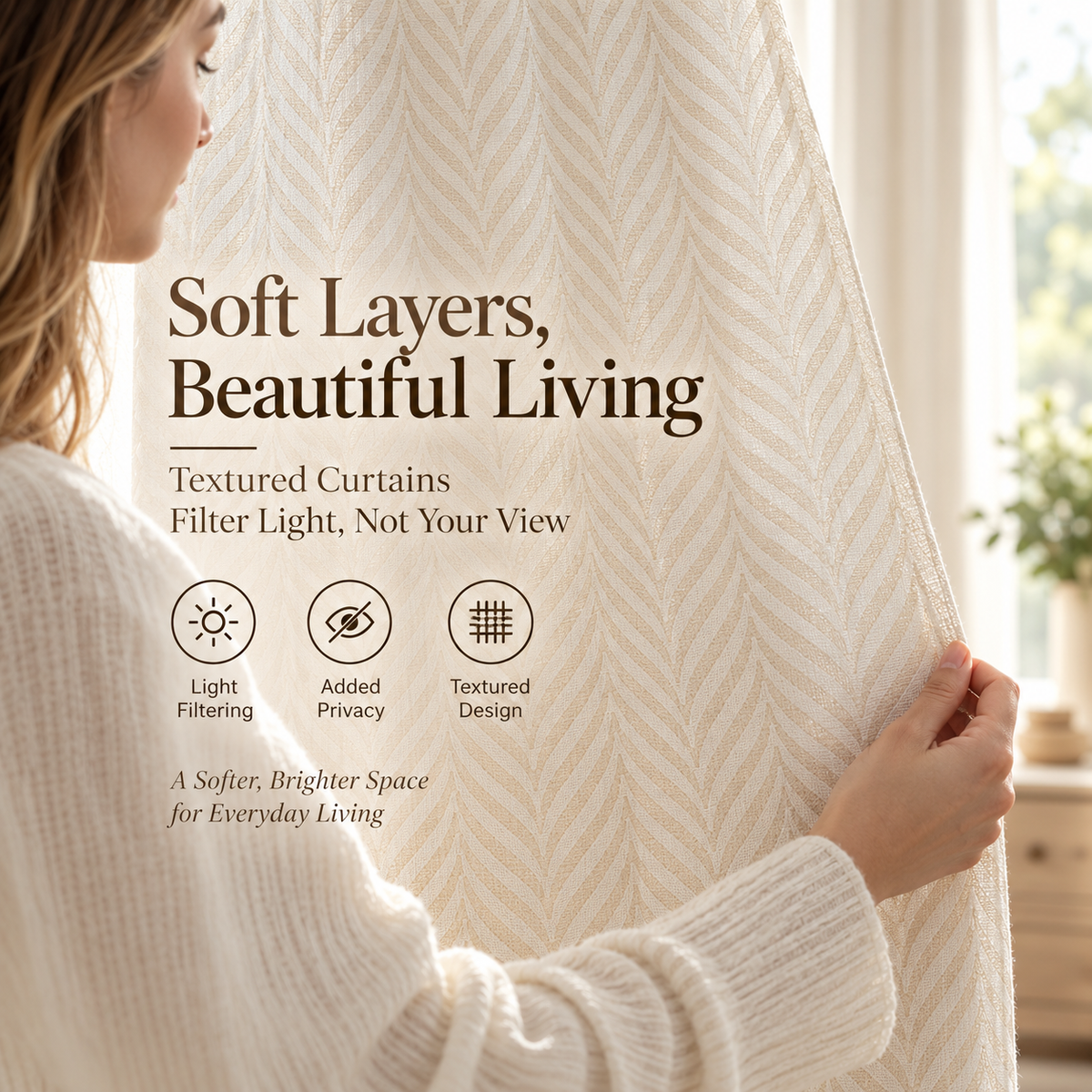 Herringbone Jacquard Curtains – Textured Light Filtering Drapes