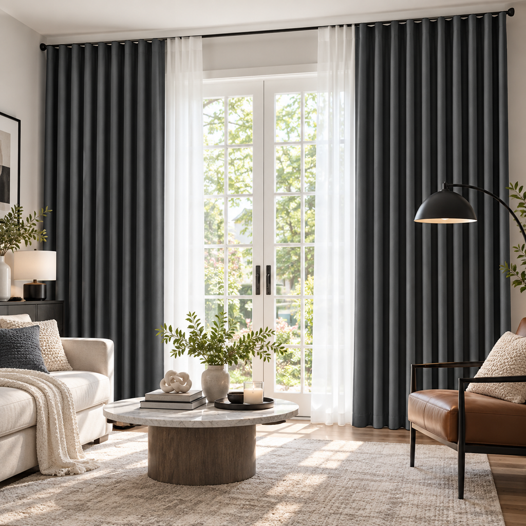 99.9% Blackout Curtains – 5-Layer Thermal Insulated & Noise Reducing Drapes for Bedroom