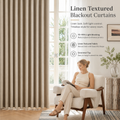 Linen Textured Blackout Curtains – 70–90% Light Blocking, Modern Neutral Window Drapes