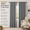 100% Blackout Linen Textured Grommet Curtains