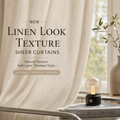 Textured Linen Look Sheer Curtains – Light Filtering Privacy Drapes