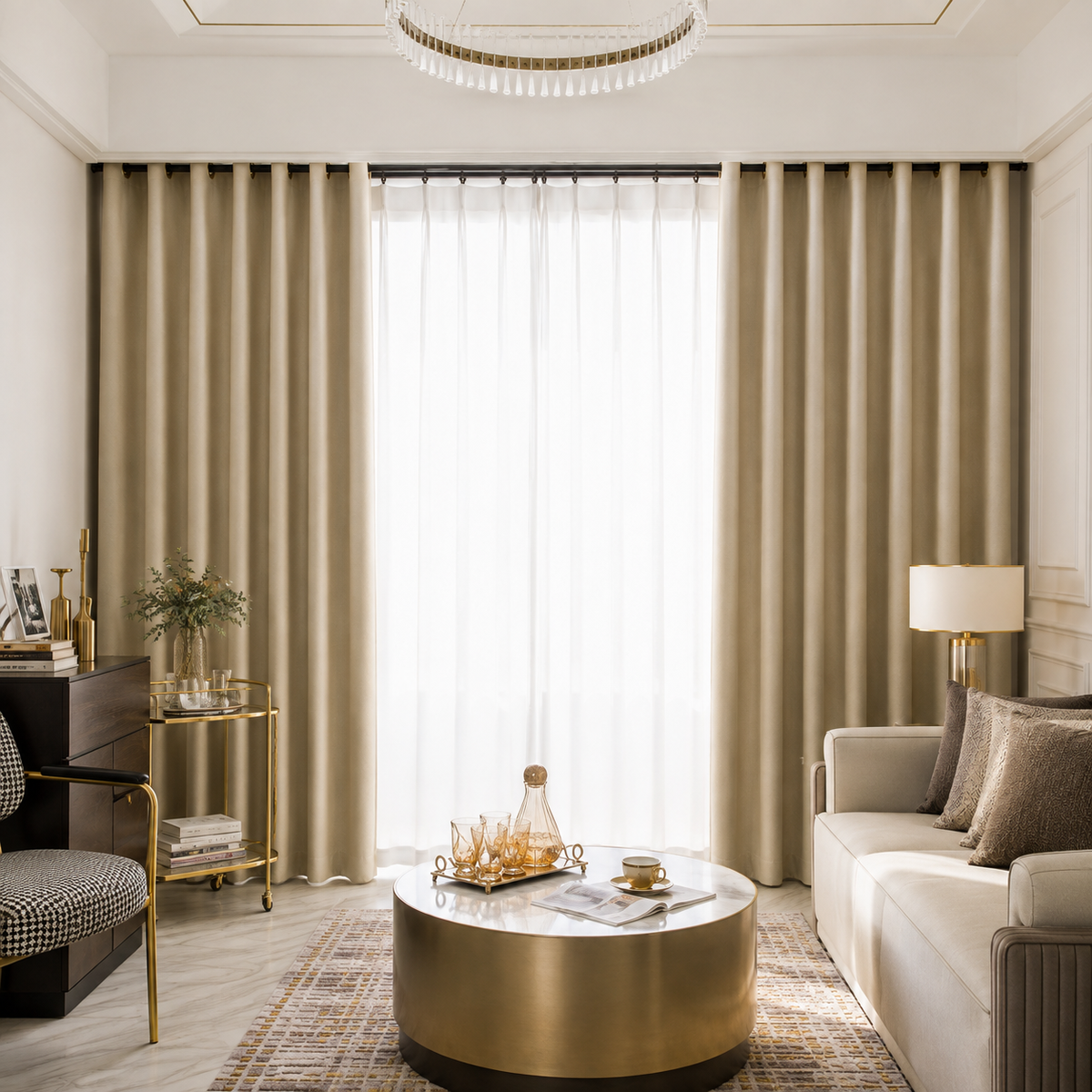 Heavyweight Textured Blackout Curtains – 99% Light Blocking Privacy Drapes