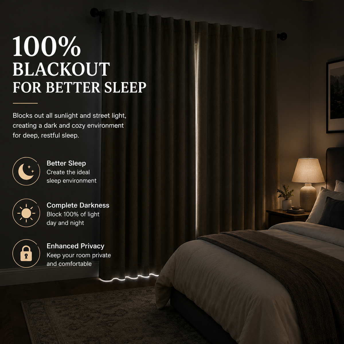 100% Blackout Curtains Back Tab Linen Curtains
