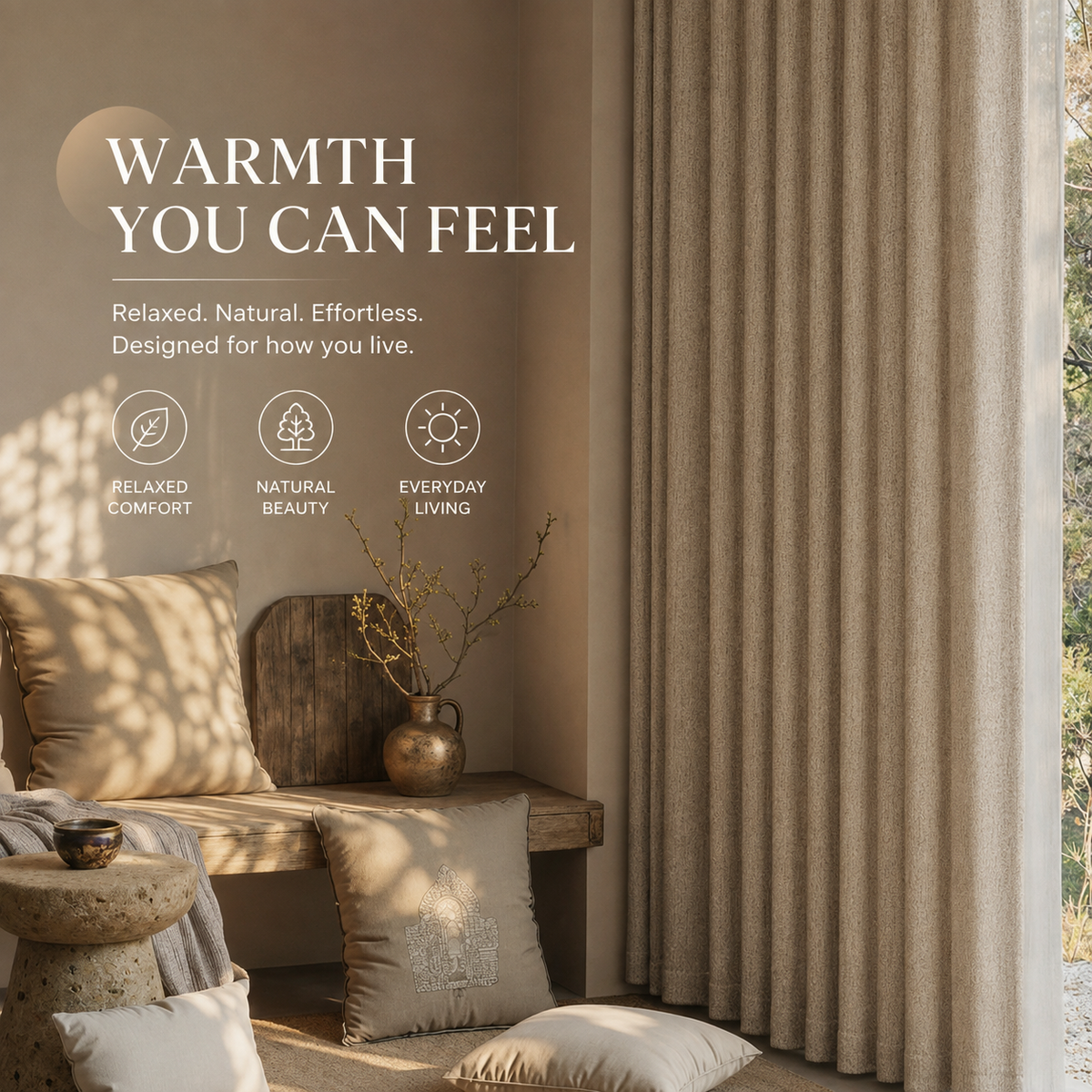 Oatmeal Linen Look Room Darkening Curtains