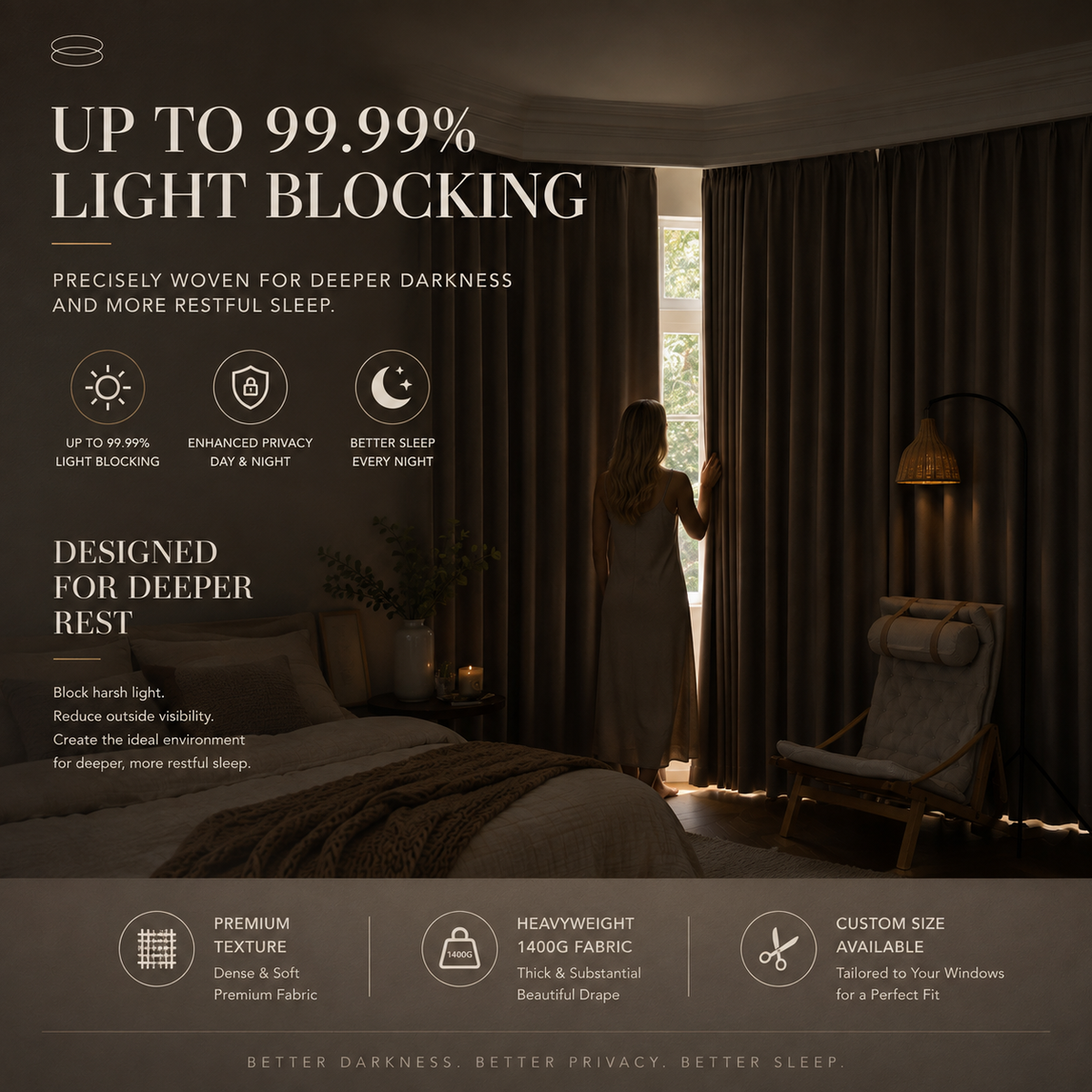 Luxury Double-Sided Chenille Blackout Curtains – 99% Light Blocking Pinch Pleat Drapes