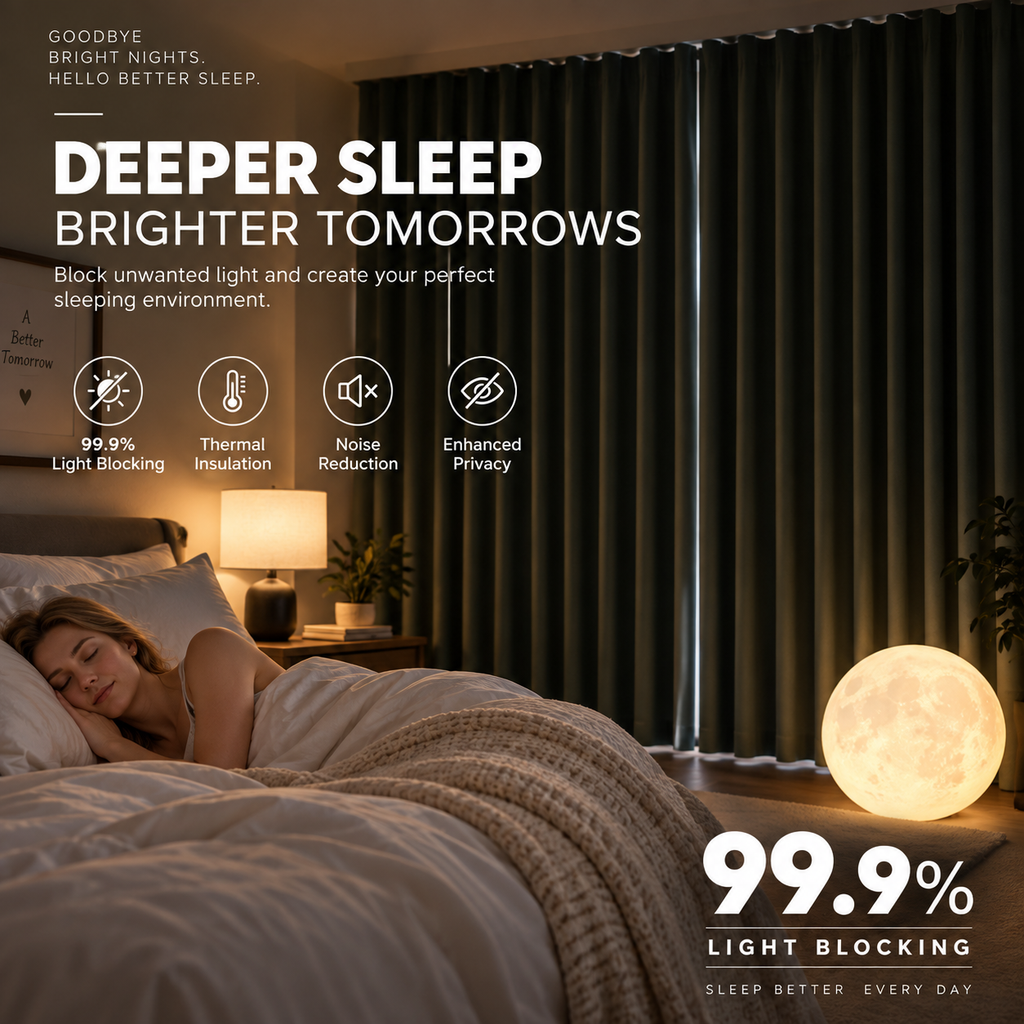 99.9% Blackout Curtains – 5-Layer Thermal Insulated & Noise Reducing Drapes for Bedroom