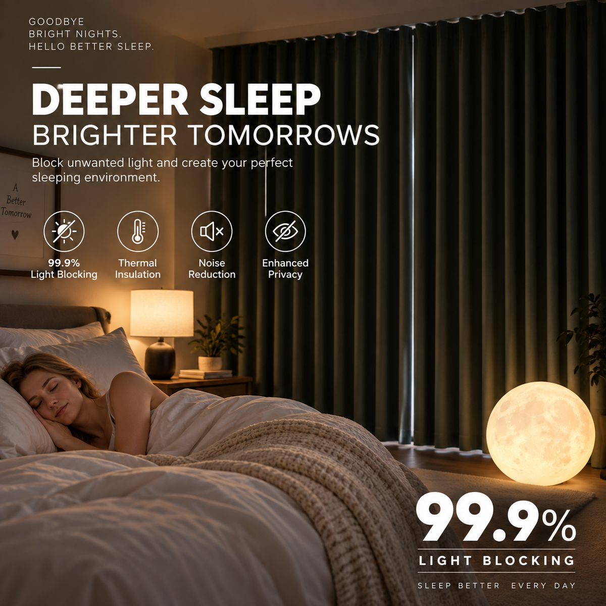 99.9% Blackout Curtains – 5-Layer Thermal Insulated & Noise Reducing Drapes for Bedroom