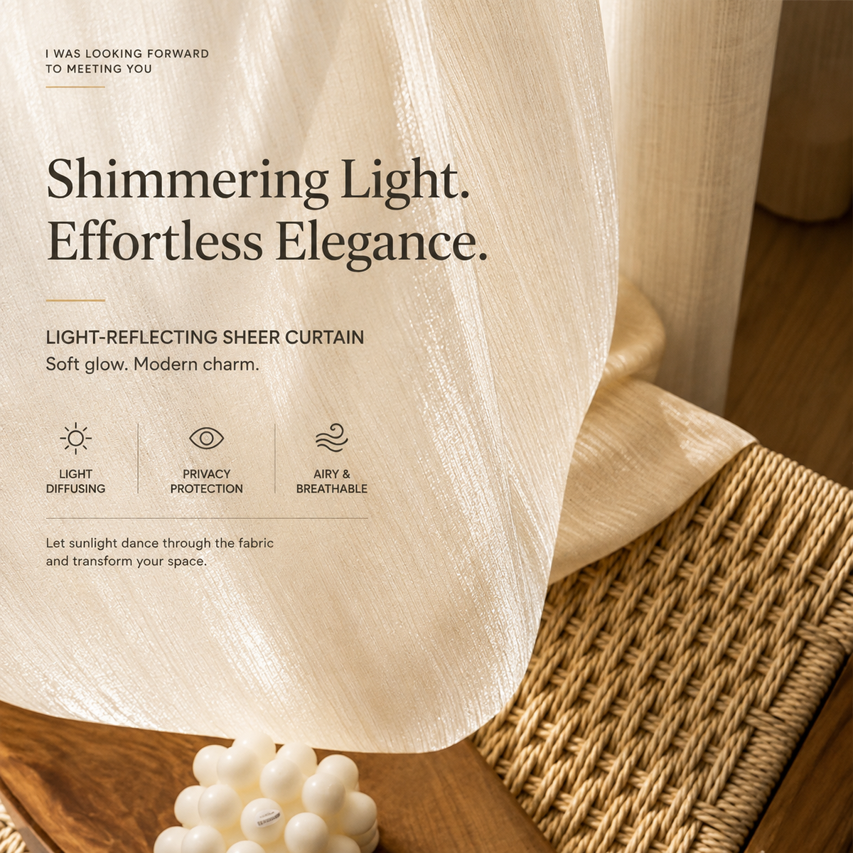 Pearl White Shimmer Sheer Curtains