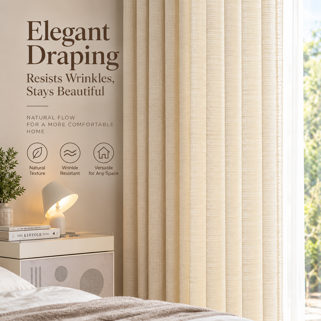 Textured Linen Look Curtains – Light Filtering Privacy Drapes