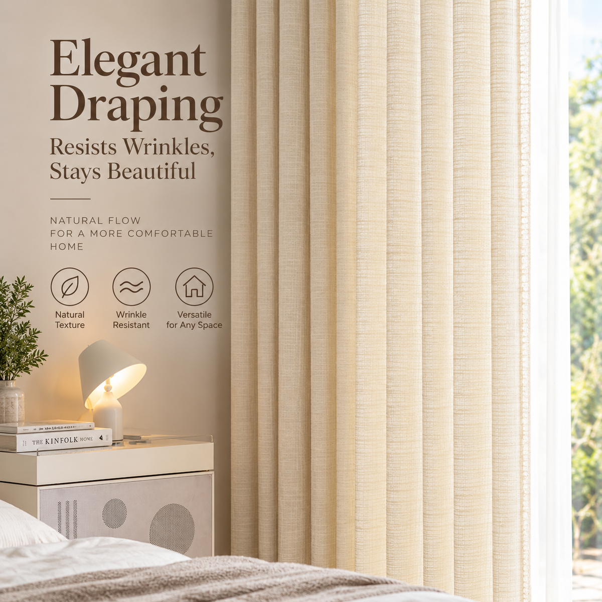 Textured Linen Look Curtains – Light Filtering Privacy Drapes