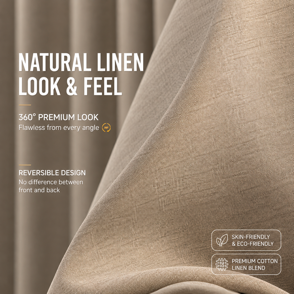 Linen Textured Blackout Curtains – Thermal Insulated & Light Blocking Drapes