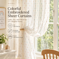 Rainbow Dot Embroidered Sheer Curtains for Kids Room & Nursery