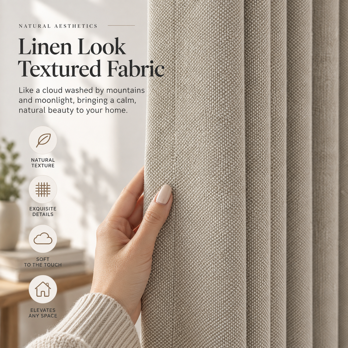 Heavyweight Linen Look Blackout Curtains – Textured Thermal Insulated Drapes for Bedroom & Living Room