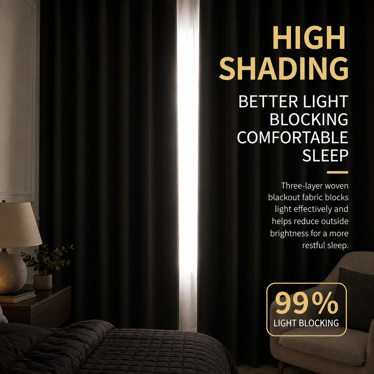 Heavyweight Textured Blackout Curtains – 99% Light Blocking Privacy Drapes
