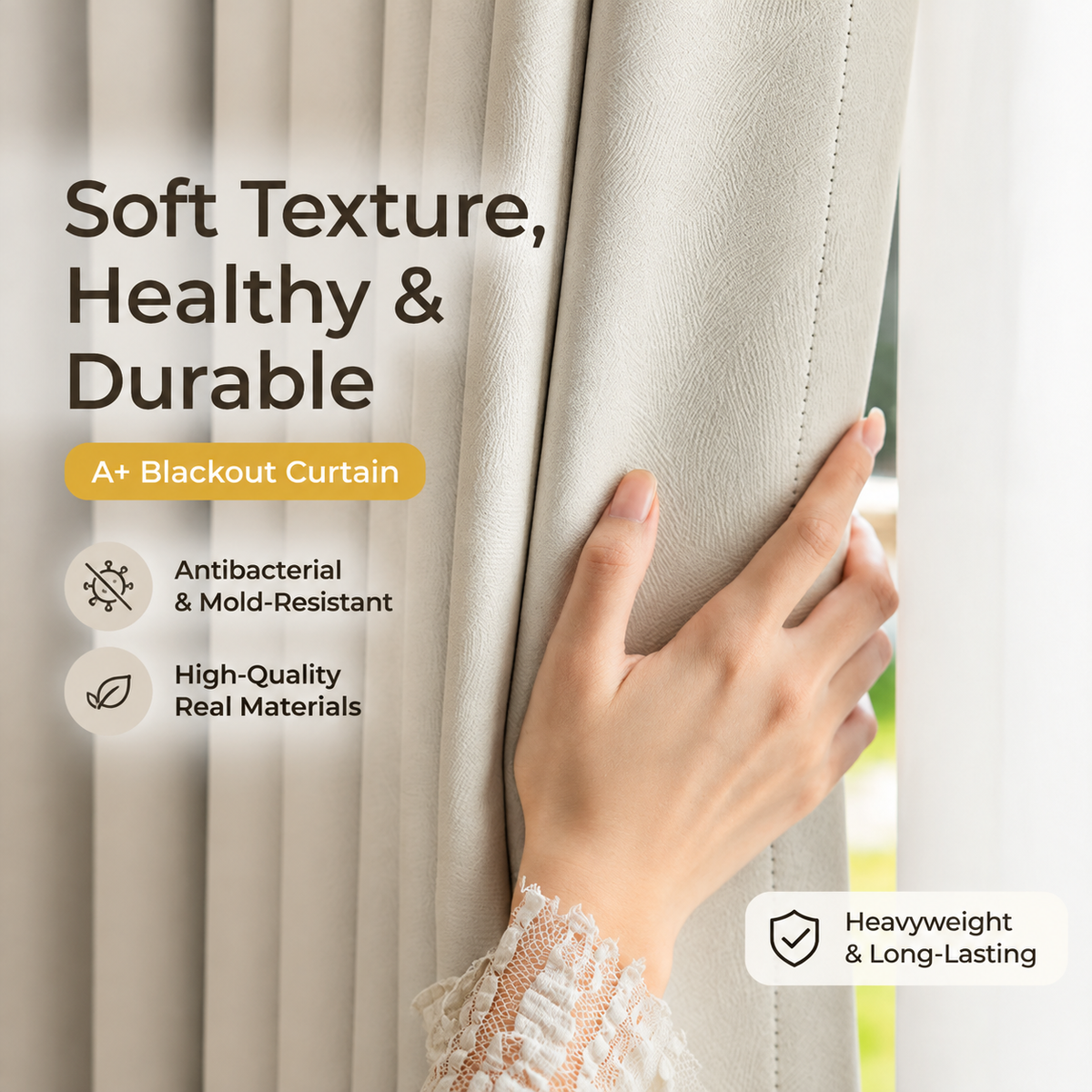 Blackout Curtains with Embossed Leaf Texture, Heavyweight Black Gold Backing
