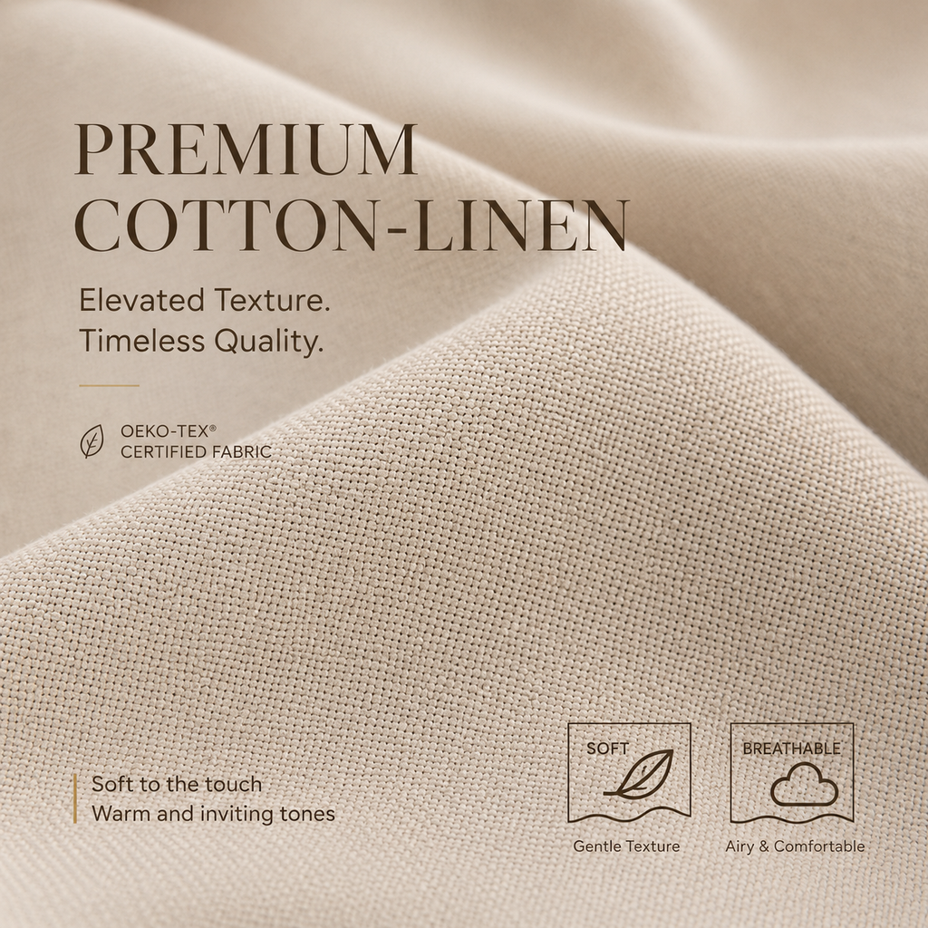 Linen Look Blackout Curtains – Soft Neutral Thermal Insulated Drapes