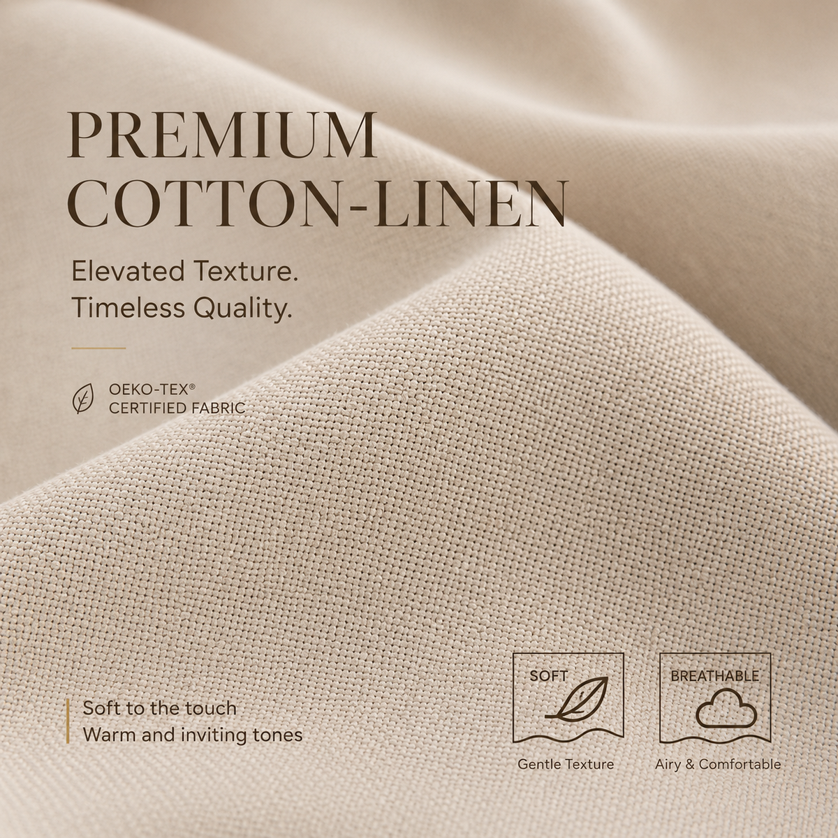 Linen Look Blackout Curtains – Soft Neutral Thermal Insulated Drapes
