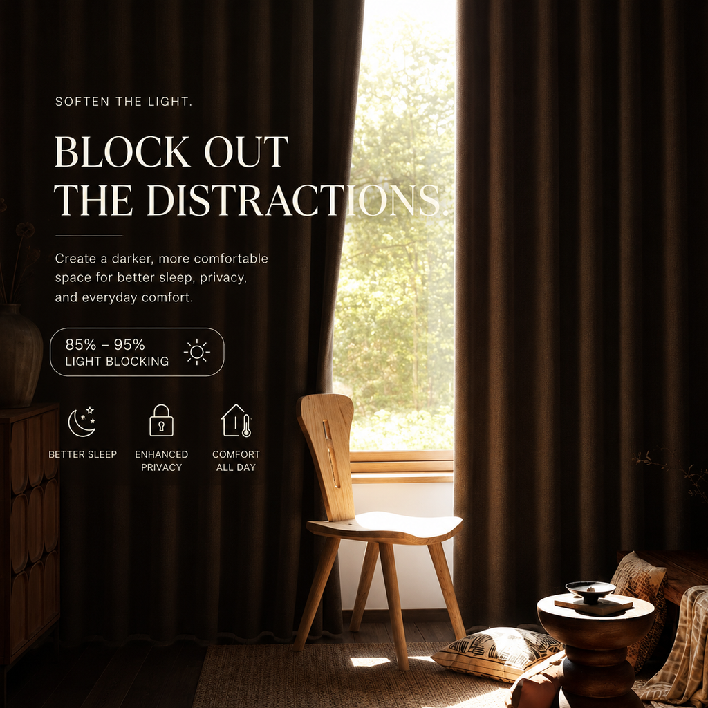 Oatmeal Linen Look Room Darkening Curtains