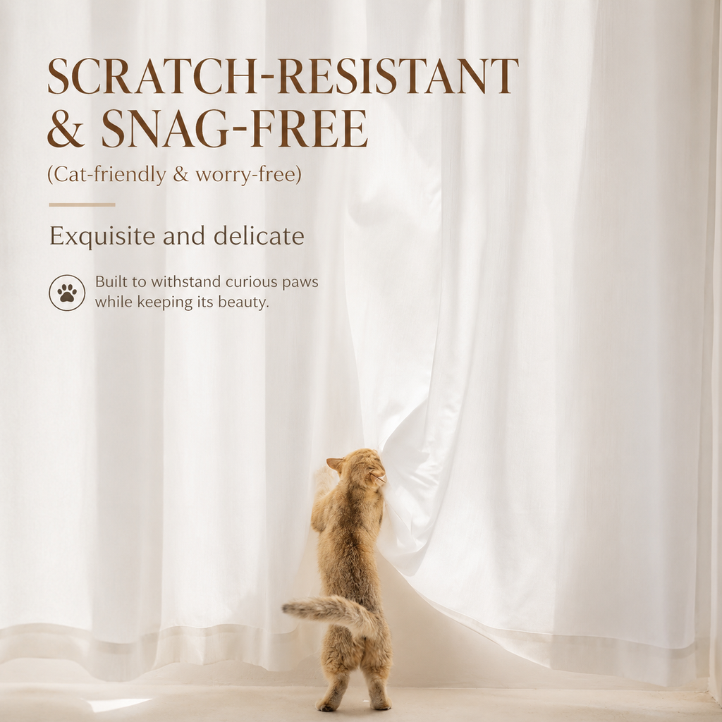 Textured Light Filtering Curtains, Soft Privacy Sheer Drapes for Living Room & Bedroom
