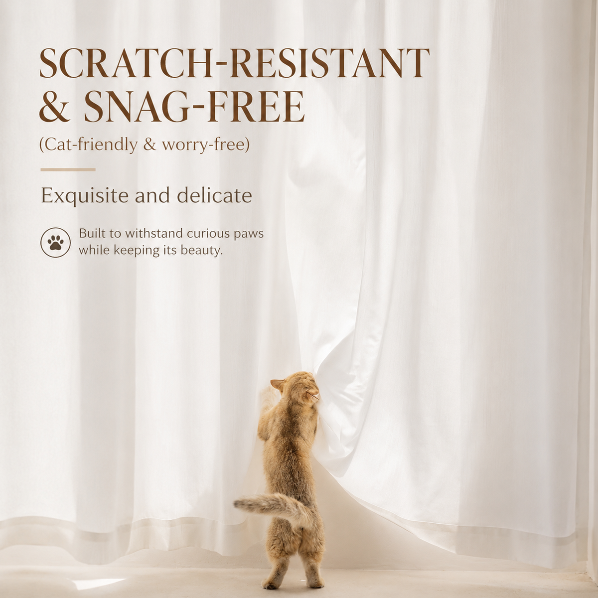Textured Light Filtering Curtains, Soft Privacy Sheer Drapes for Living Room & Bedroom