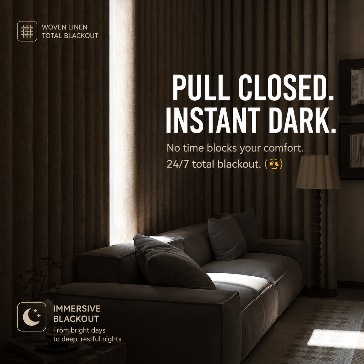 Linen Textured Blackout Curtains – Thermal Insulated & Light Blocking Drapes