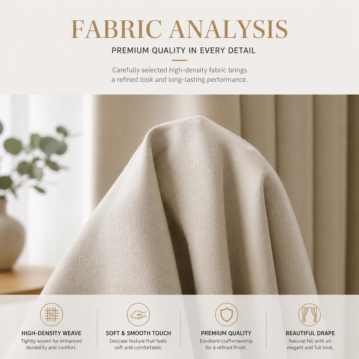 Heavyweight Textured Blackout Curtains – 99% Light Blocking Privacy Drapes