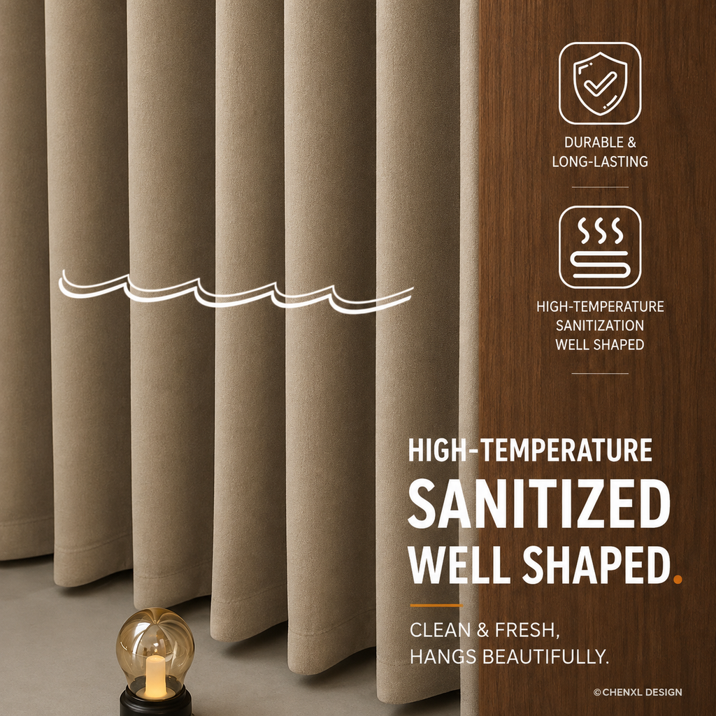 Cream Textured Blackout Curtains – Soft Thermal Room Darkening Drapes