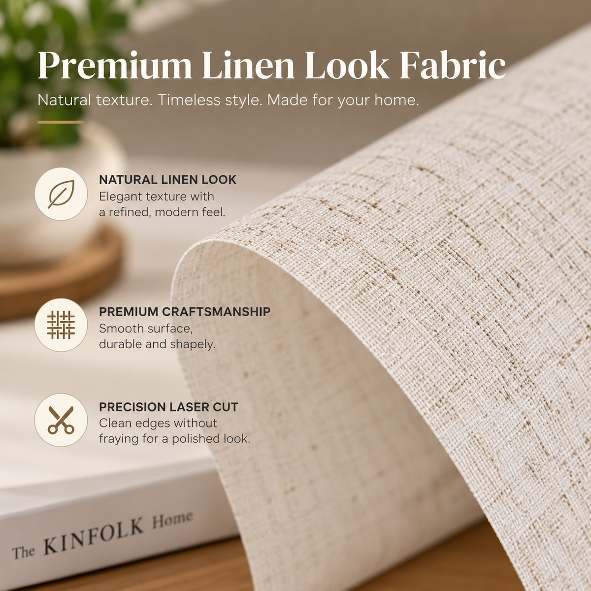 Linen Look Light Filtering Roller Shades – Cordless Privacy Window Blinds