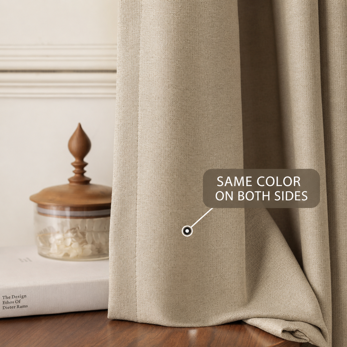 Linen Textured Blackout Curtains – 70–90% Light Blocking, Modern Neutral Window Drapes
