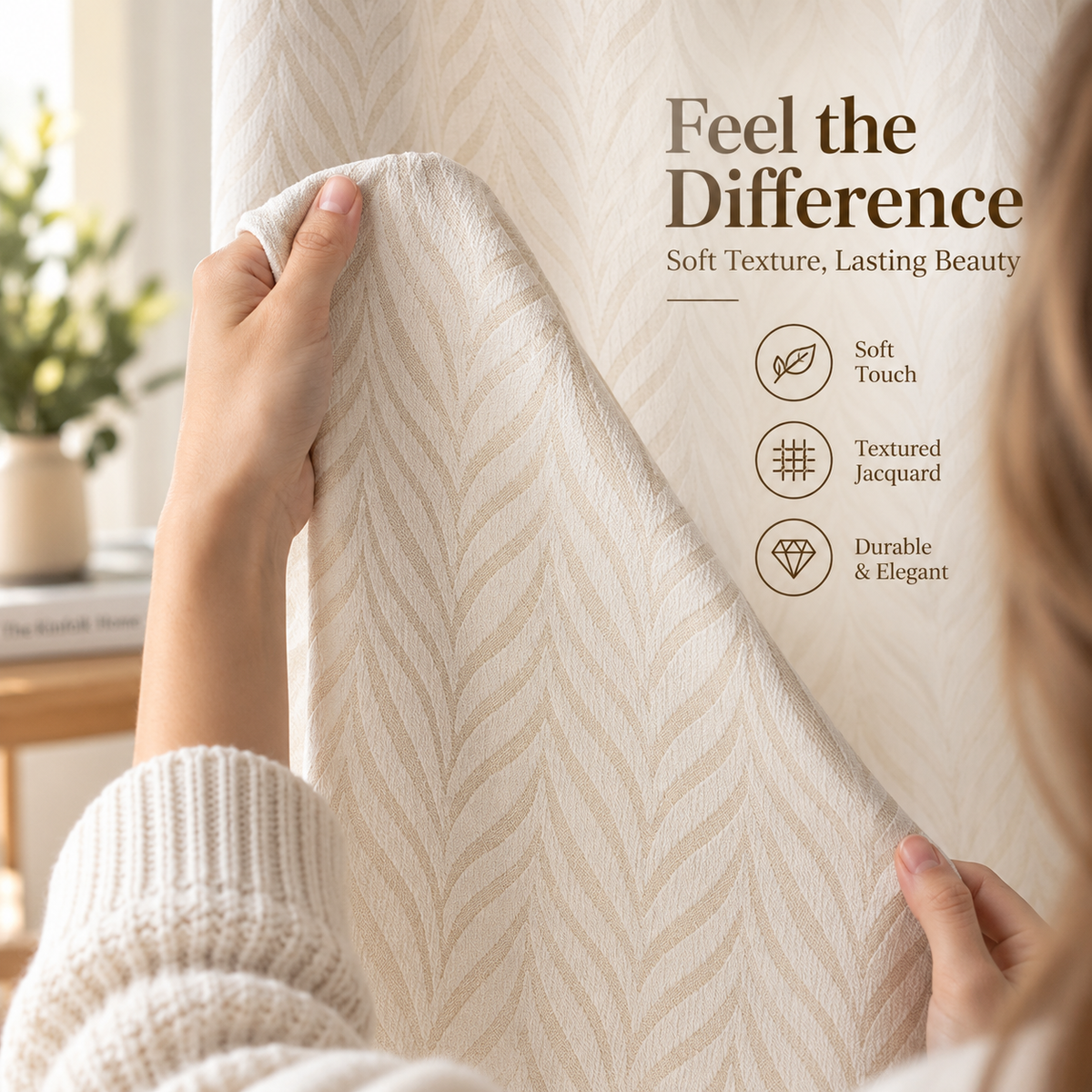 Herringbone Jacquard Curtains – Textured Light Filtering Drapes