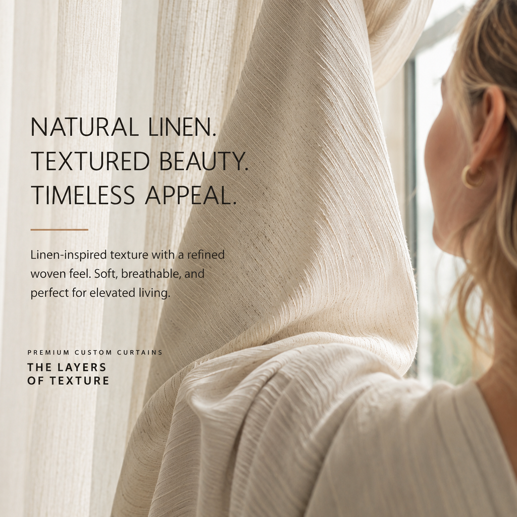 Textured Linen Look Sheer Curtains – Light Filtering Privacy Drapes
