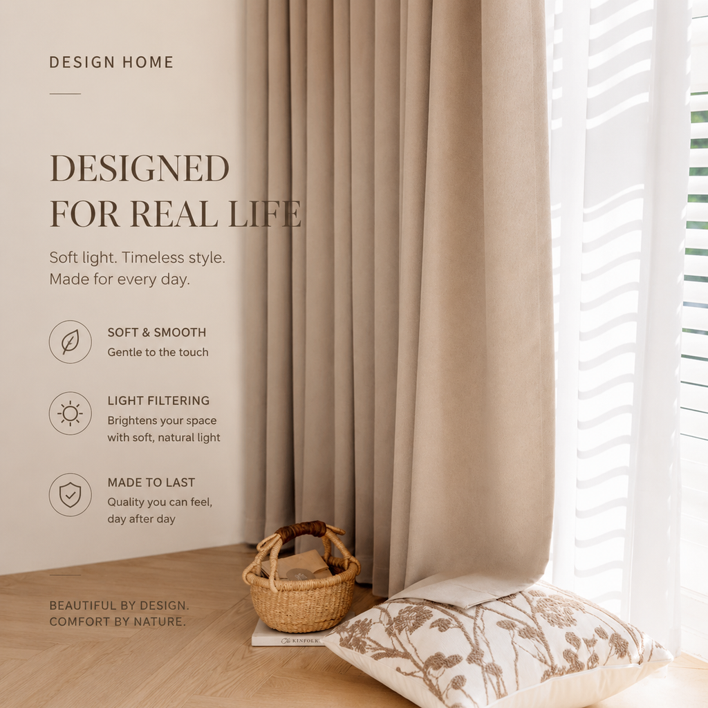 Linen Look Blackout Curtains – Soft Neutral Thermal Insulated Drapes