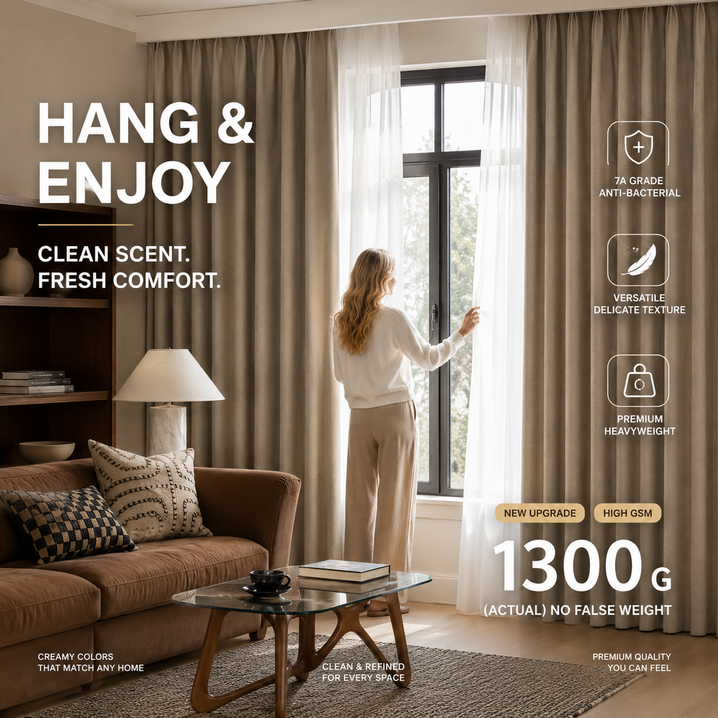 Premium Linen-Look Blackout Curtains – Heavyweight Thermal Insulated Drapes for Bedroom & Living Room