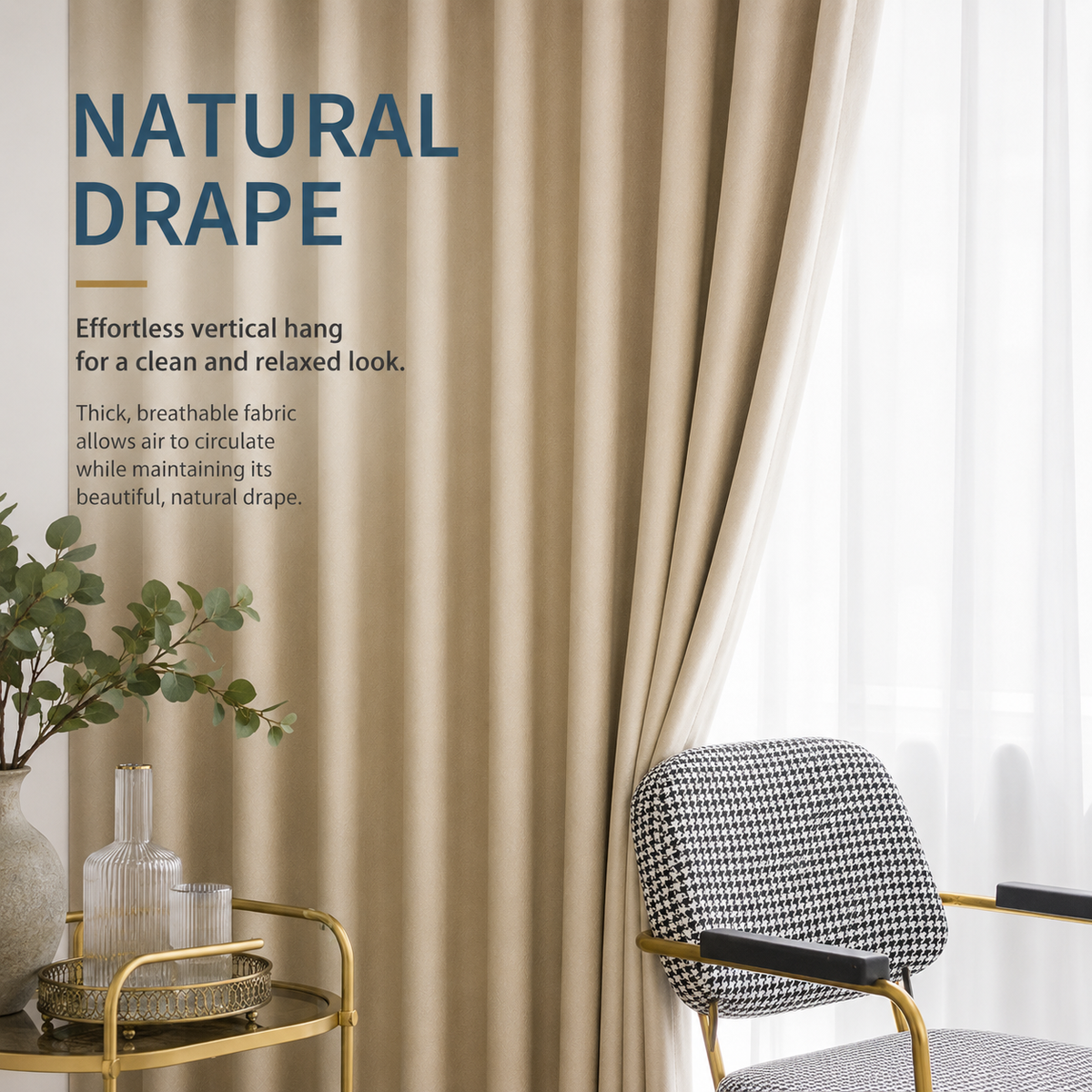 Heavyweight Textured Blackout Curtains – 99% Light Blocking Privacy Drapes