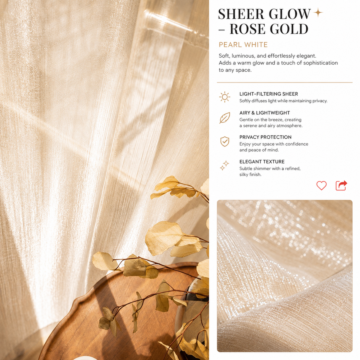 Pearl White Shimmer Sheer Curtains