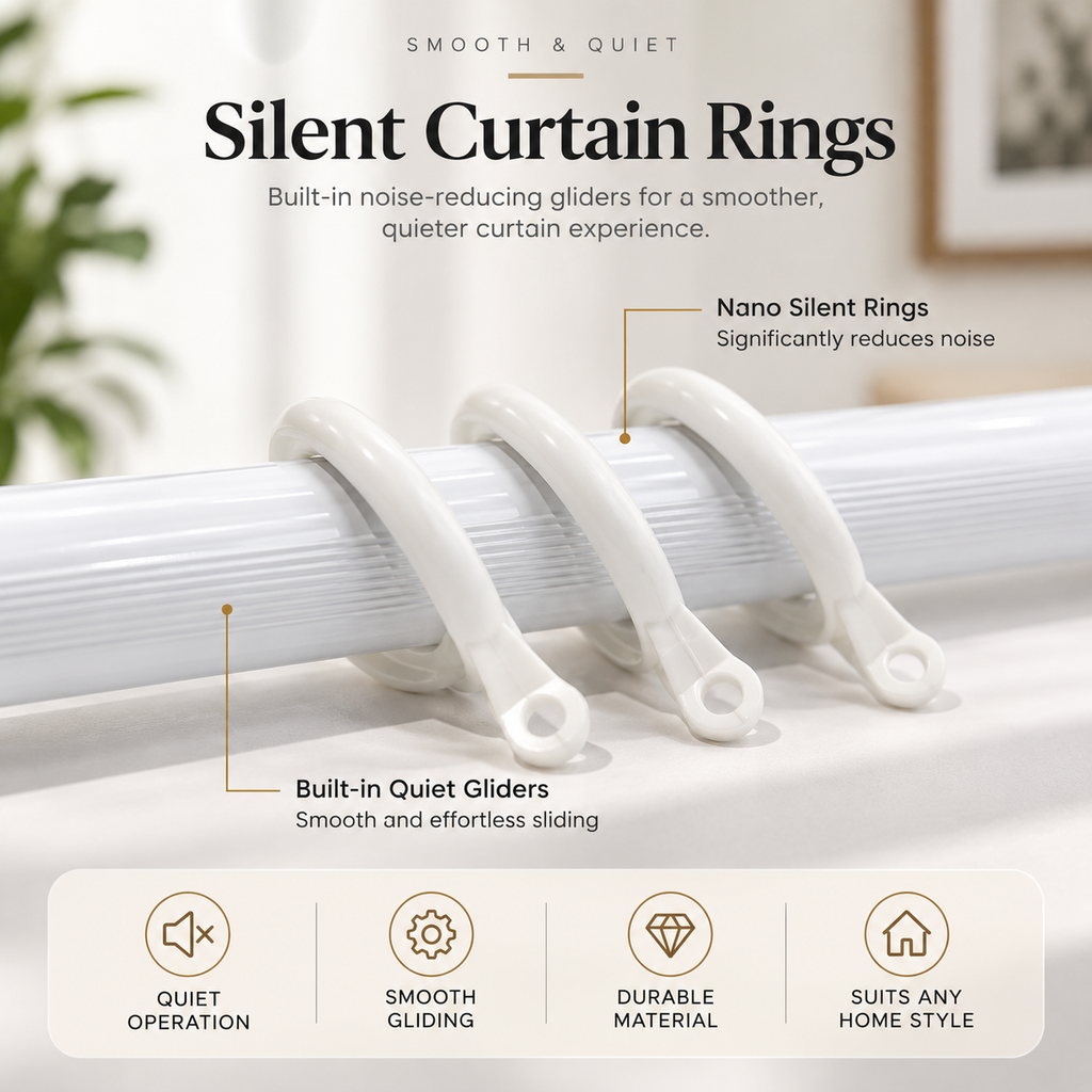 Modern Aluminum Curtain Rod with Gold Finials – Black & White Decorative Drapery Rod
