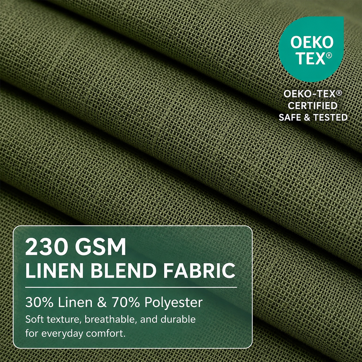Olive Green Linen Blend Semi Sheer Curtains – Textured Light Filtering Drapes