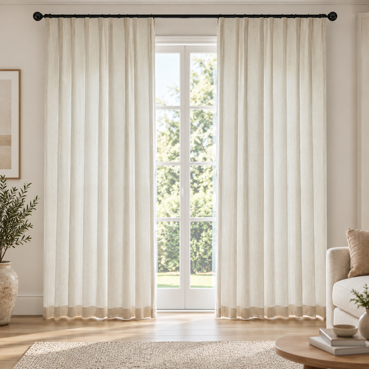 Heavyweight Linen Look Blackout Curtains – Textured Thermal Insulated Drapes for Bedroom & Living Room