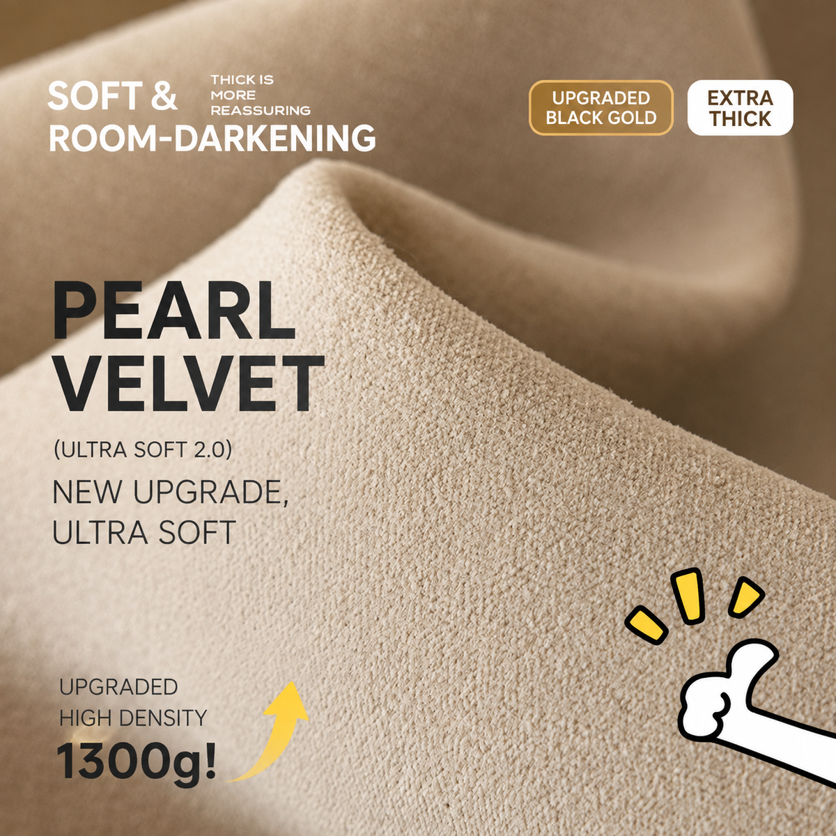 Cream Textured Blackout Curtains – Soft Thermal Room Darkening Drapes