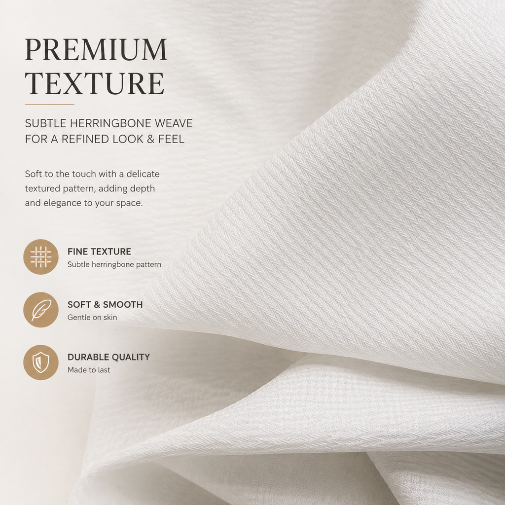 White Textured Light Filtering Privacy Curtains – Semi-Sheer Drapes for Bedroom & Living Room