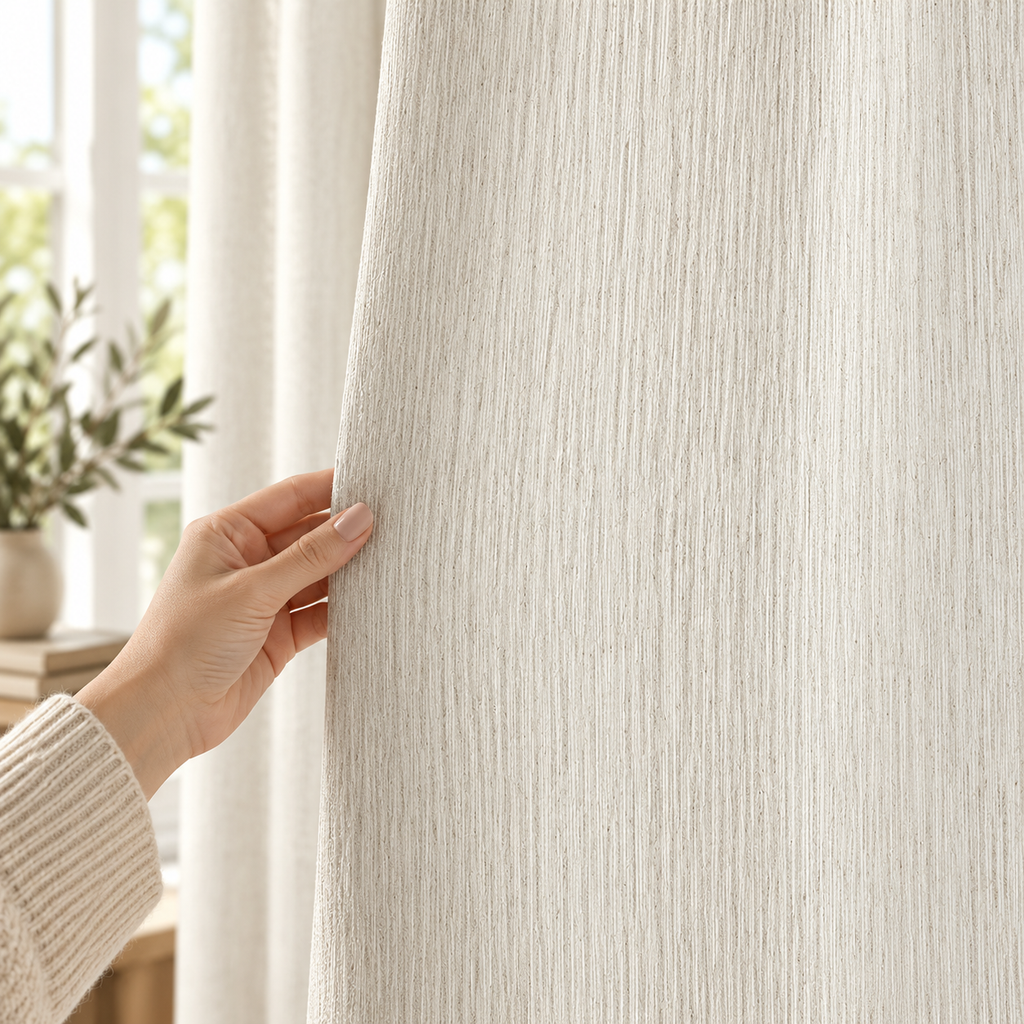 Cloud Veil Linen Blend Curtains – Textured Light Filtering Privacy Drapes