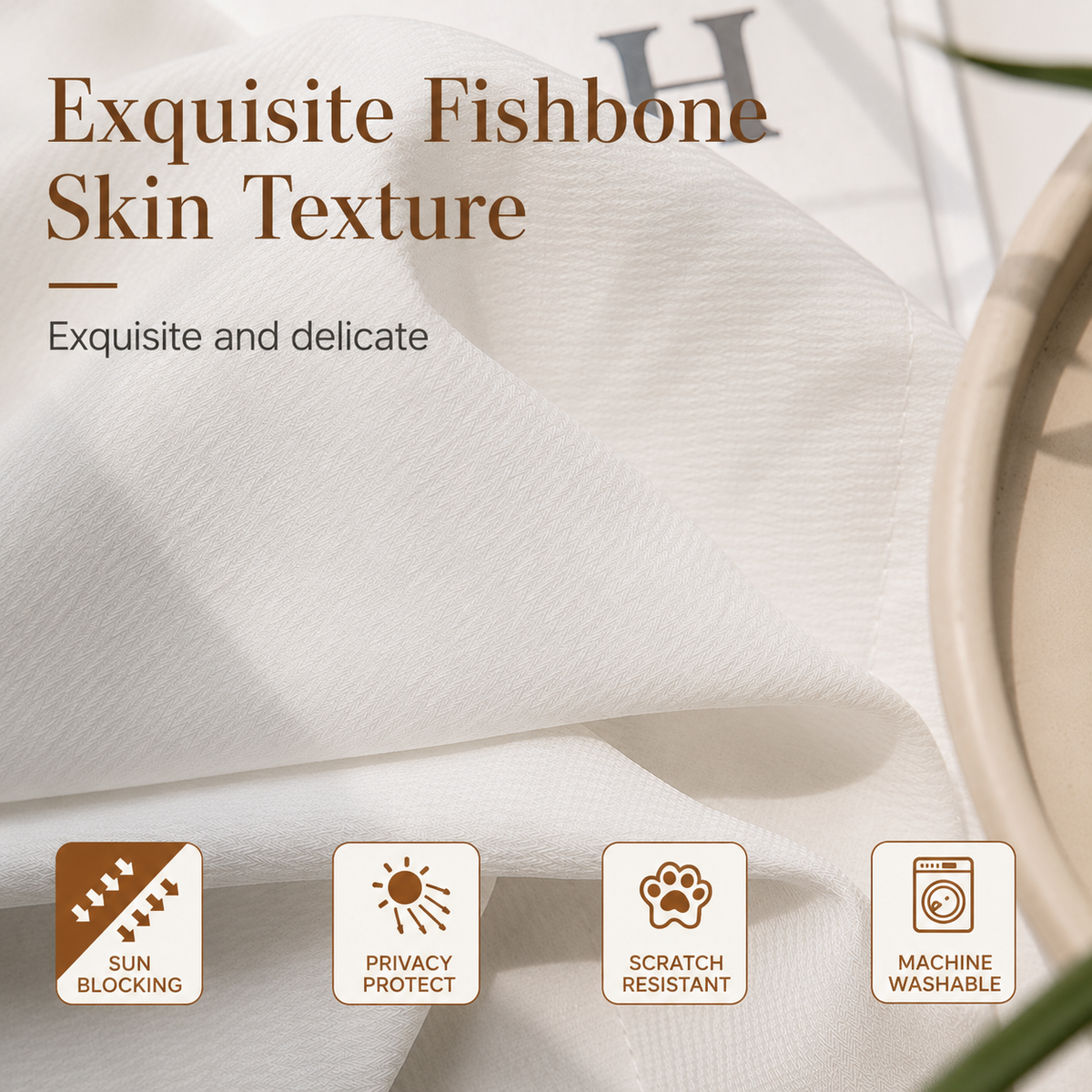 Textured Light Filtering Curtains, Soft Privacy Sheer Drapes for Living Room & Bedroom