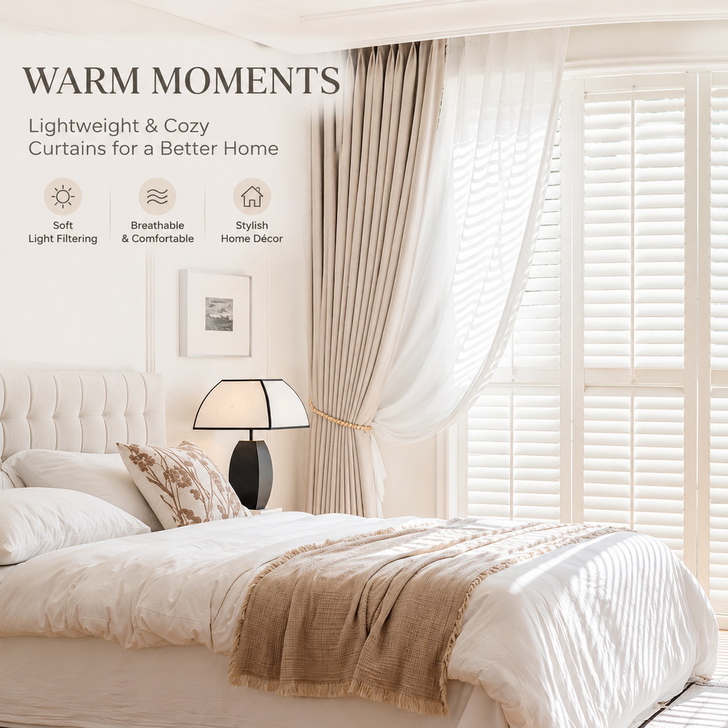 Linen Look Blackout Curtains – Soft Neutral Thermal Insulated Drapes