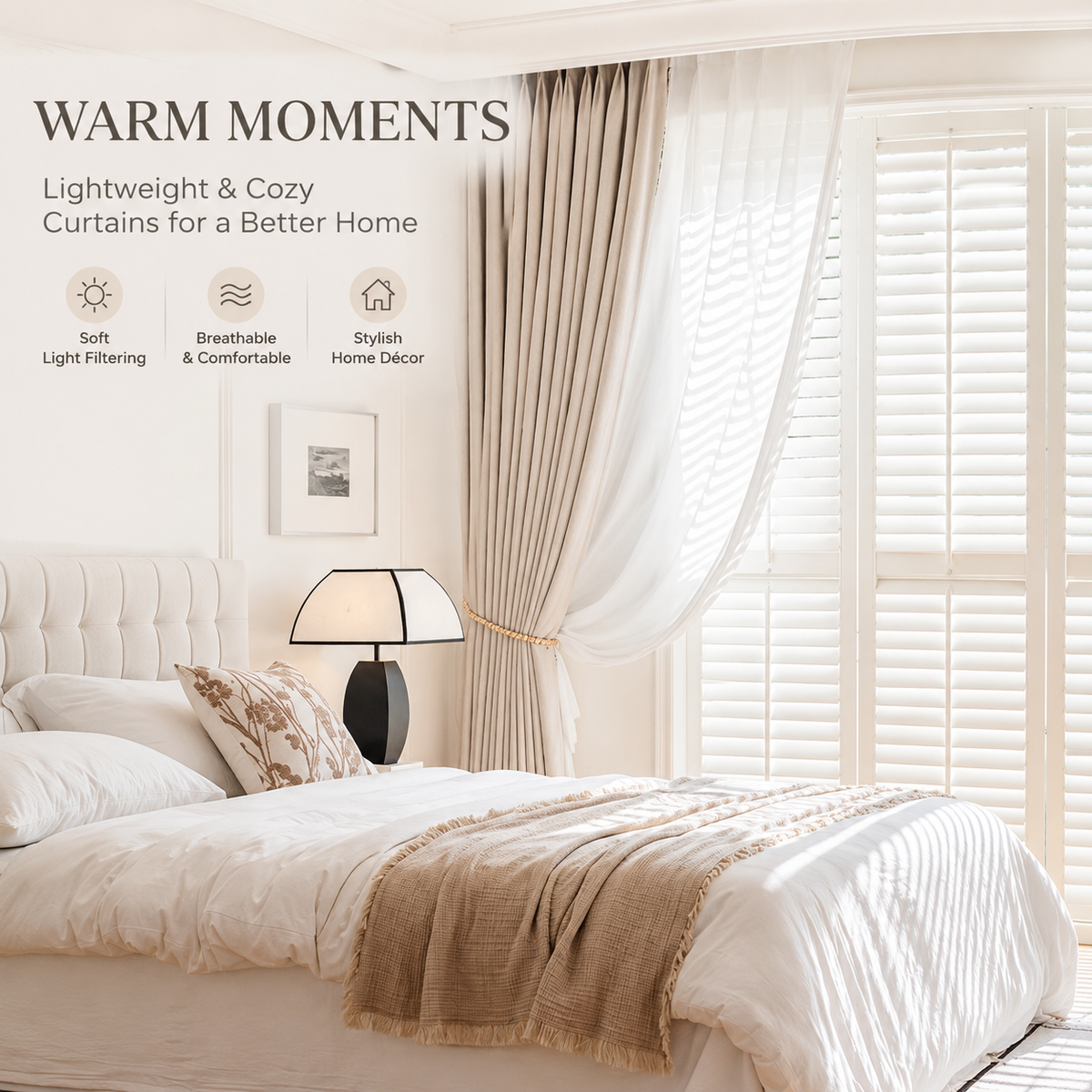 Linen Look Blackout Curtains – Soft Neutral Thermal Insulated Drapes