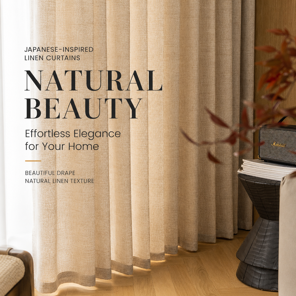 Oatmeal Linen Look Curtains – Light Filtering Textured Drapes for Living Room & Bedroom
