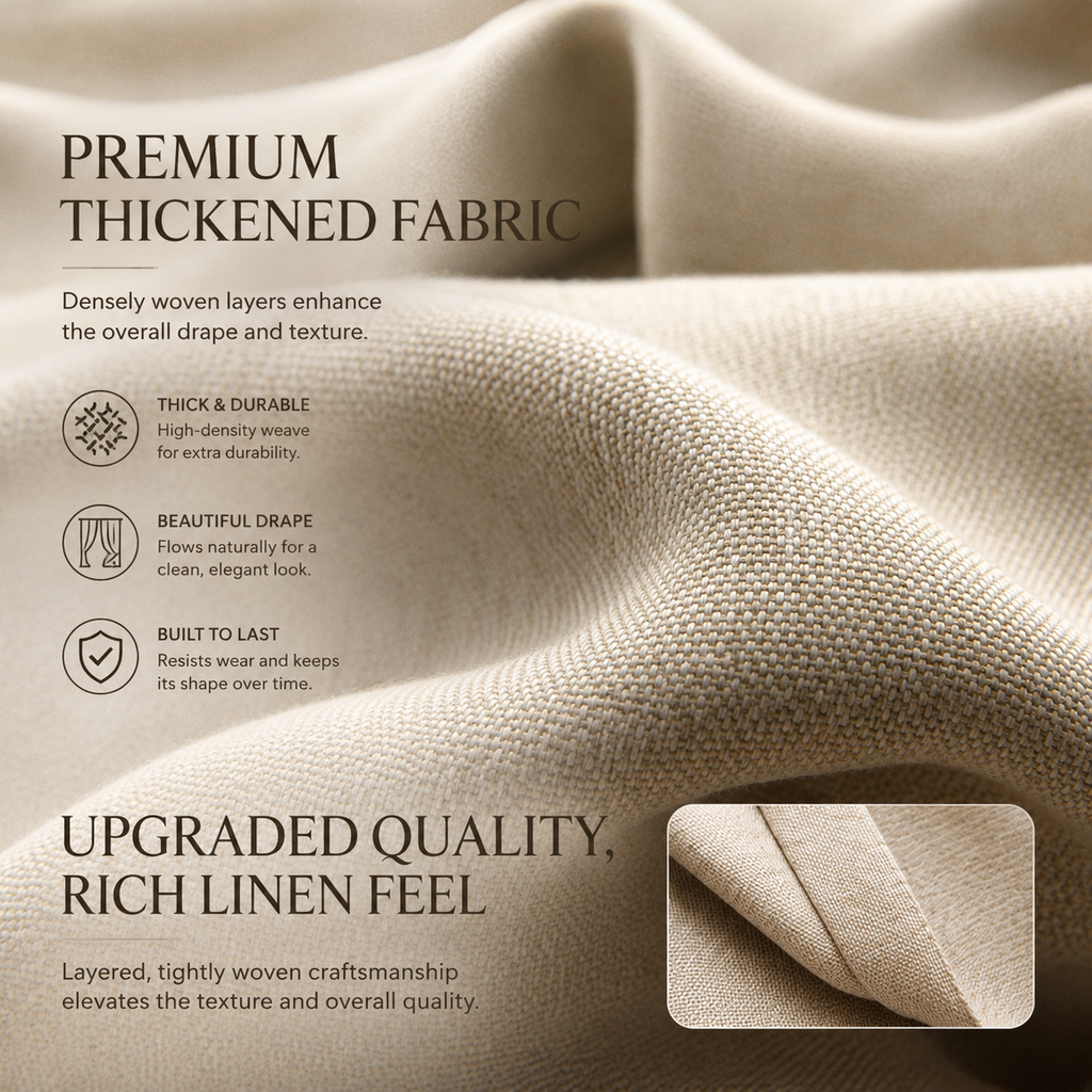 Oatmeal Linen Look Room Darkening Curtains